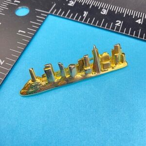 Vintage Gold Pewter San Francisco Skyline Brooch Signed ANDREA SOUL 1989
